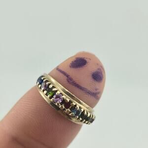 10K Yellow Gold Multi Color Gemstone Ring 6.5 Vintage Missing One Stone 3.5G